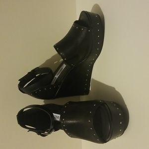 Steve Madden black wedge heels, size 6.5